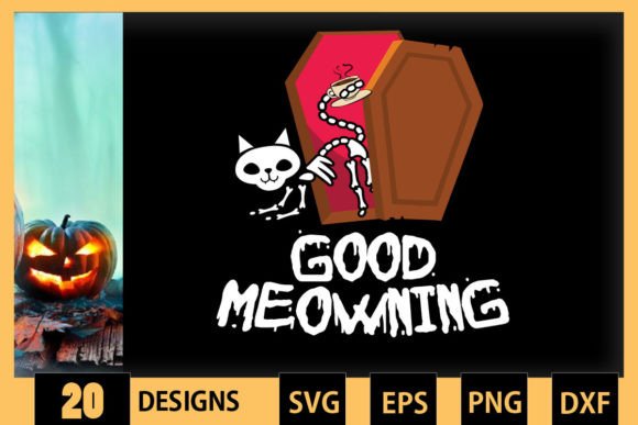 Cat Drinking Coffee Coffin Good Meowning Embroidery Review