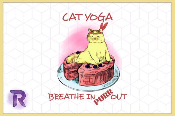 Cat Yoga Breathe in Purr out Cake PNG
