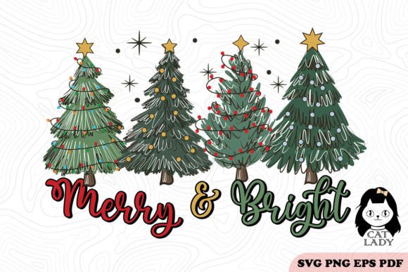 Merry Christmas Green Trees SVG PNG Review