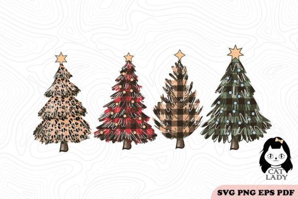 Plaid Cheetah Christmas Trees SVG PNG Review