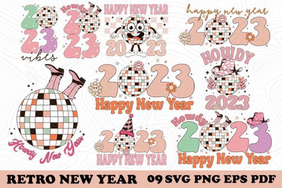 Retro Happy New Year SVG PNG Bundle Review