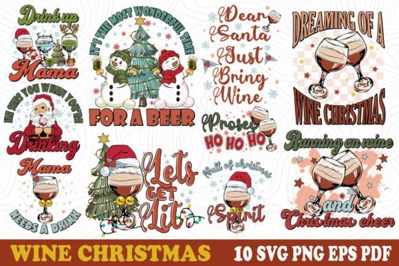 Wine Christmas SVG PNG Bundle Review